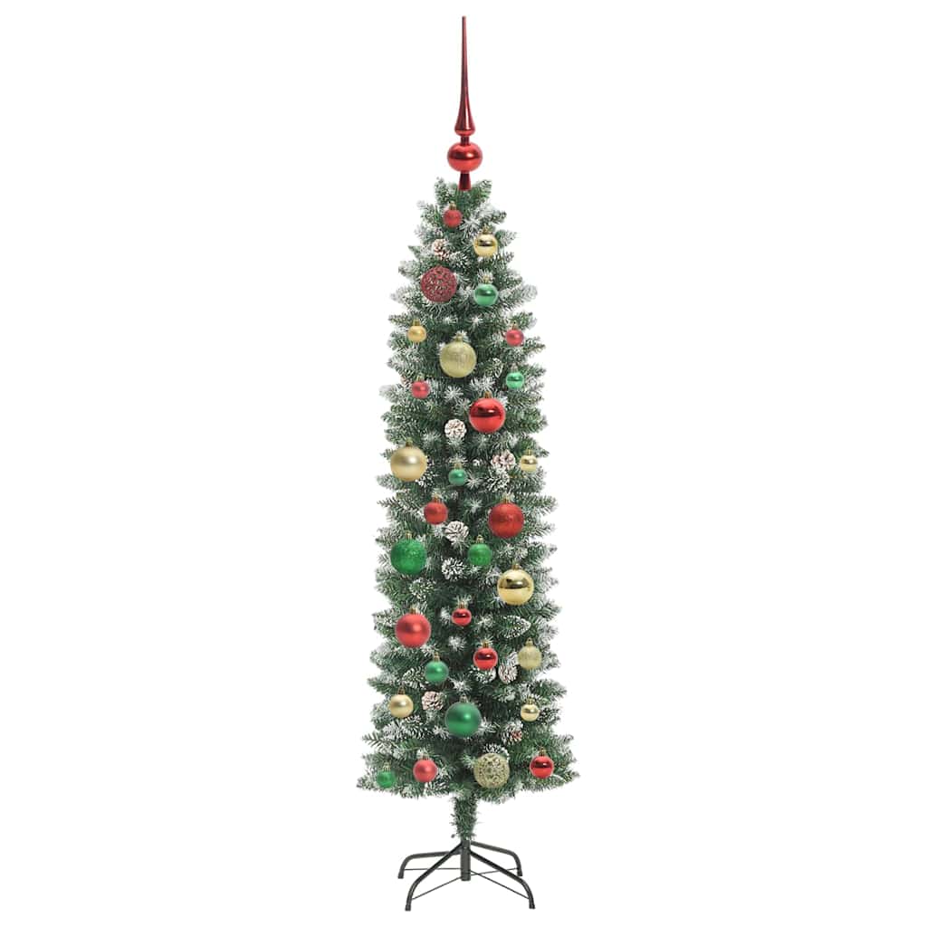 Umělý Štíhlý Vánoční Strom S Stojanem Zelená A Bílá 120 Cm