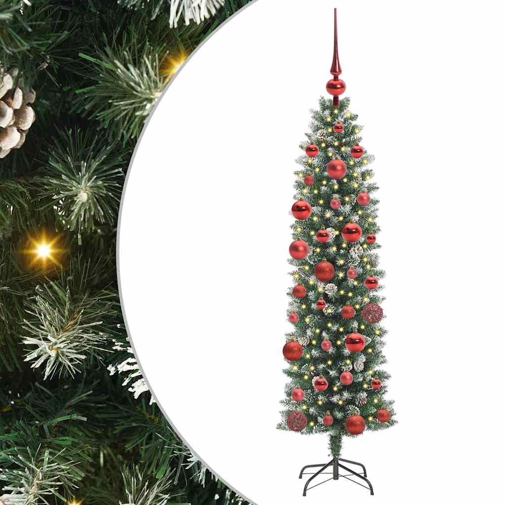 Umělý Štíhlý Vánoční Strom S Stojanem Zelená A Bílá 150 Cm