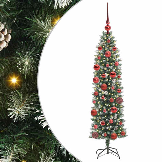 Umělý Štíhlý Vánoční Strom S Stojanem Zelená A Bílá 150 Cm