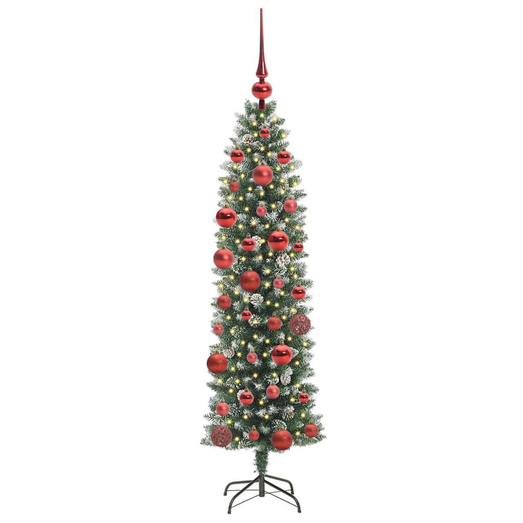 Umělý Štíhlý Vánoční Strom S Stojanem Zelená A Bílá 150 Cm