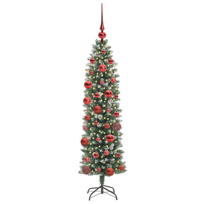 Umělý Štíhlý Vánoční Strom S Stojanem Zelená A Bílá 150 Cm