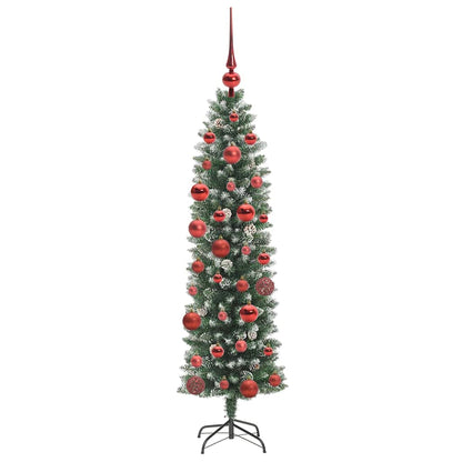 Umělý Štíhlý Vánoční Strom S Stojanem Zelená A Bílá 150 Cm