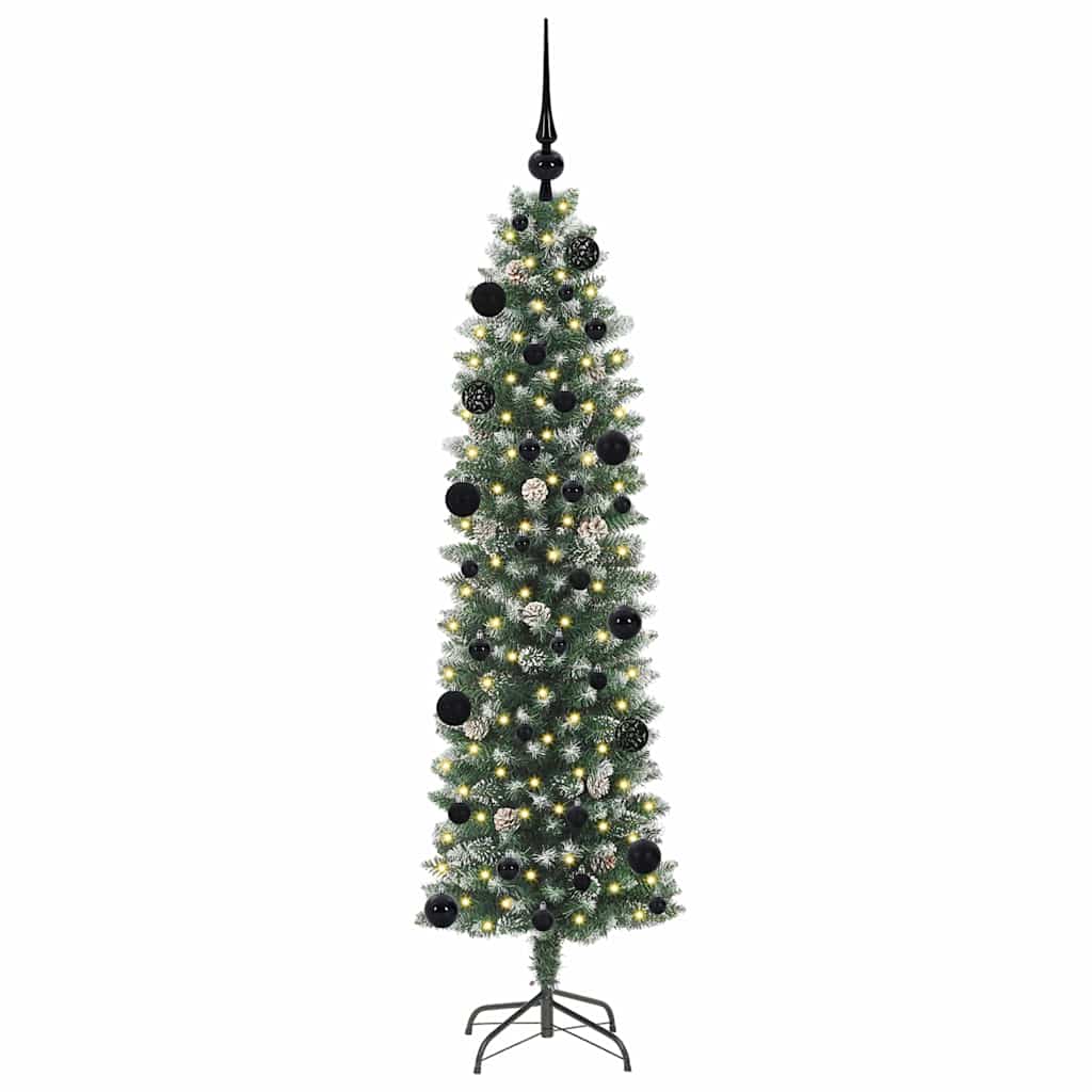 Umělý Štíhlý Vánoční Strom S Stojanem Zelená A Bílá 150 Cm