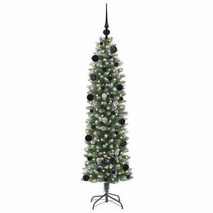 Umělý Štíhlý Vánoční Strom S Stojanem Zelená A Bílá 150 Cm