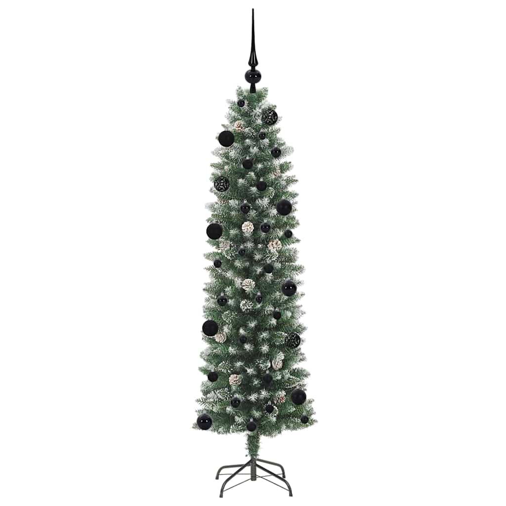 Umělý Štíhlý Vánoční Strom S Stojanem Zelená A Bílá 150 Cm