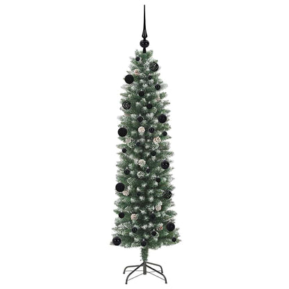 Umělý Štíhlý Vánoční Strom S Stojanem Zelená A Bílá 150 Cm