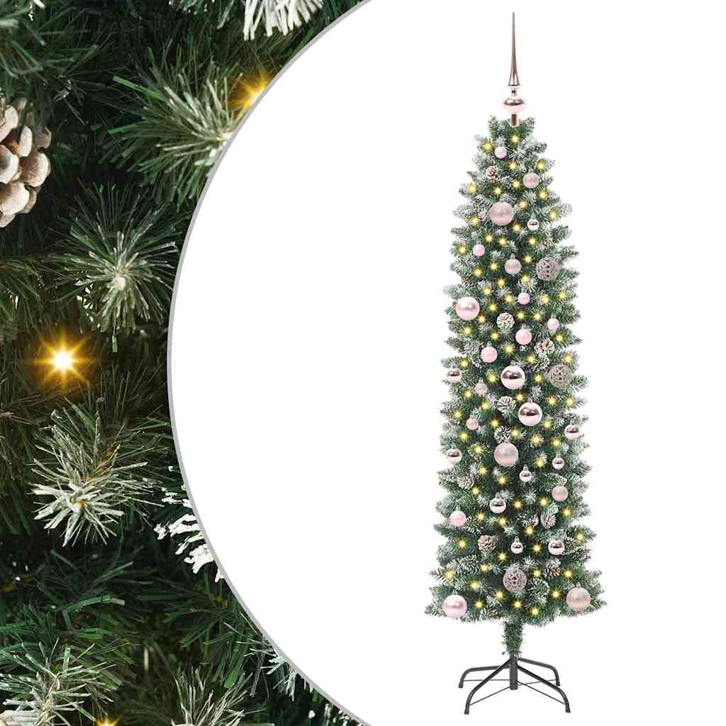 Umělý Štíhlý Vánoční Strom S Stojanem Zelená A Bílá 150 Cm