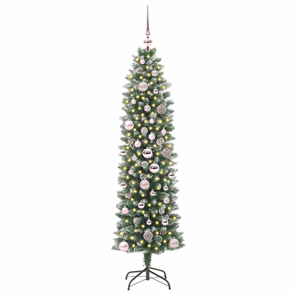 Umělý Štíhlý Vánoční Strom S Stojanem Zelená A Bílá 150 Cm