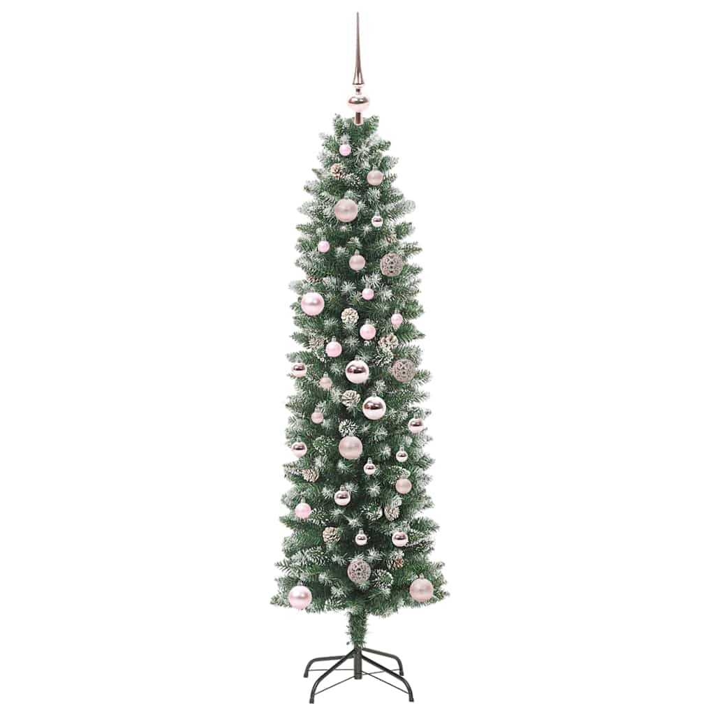 Umělý Štíhlý Vánoční Strom S Stojanem Zelená A Bílá 150 Cm