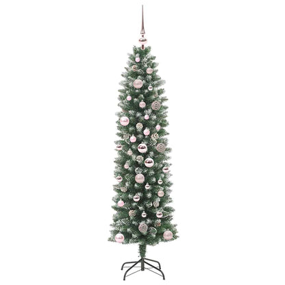 Umělý Štíhlý Vánoční Strom S Stojanem Zelená A Bílá 150 Cm