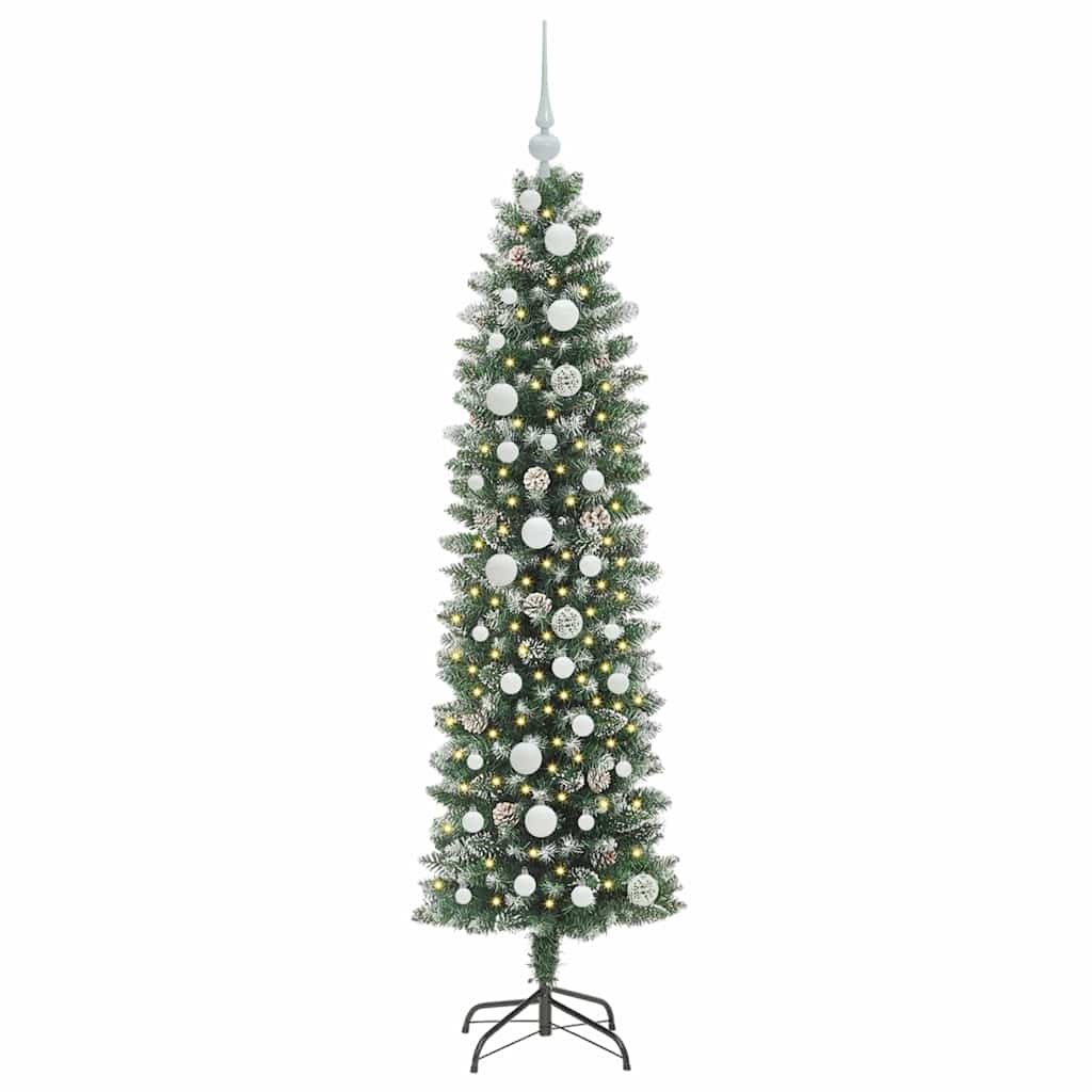 Umělý Štíhlý Vánoční Strom S Stojanem Zelená A Bílá 150 Cm