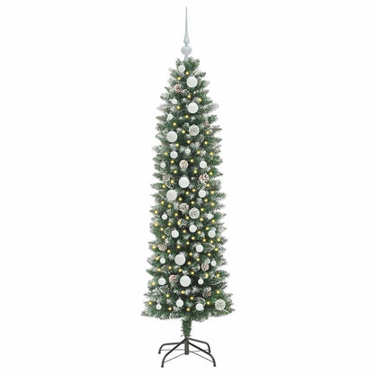 Umělý Štíhlý Vánoční Strom S Stojanem Zelená A Bílá 150 Cm