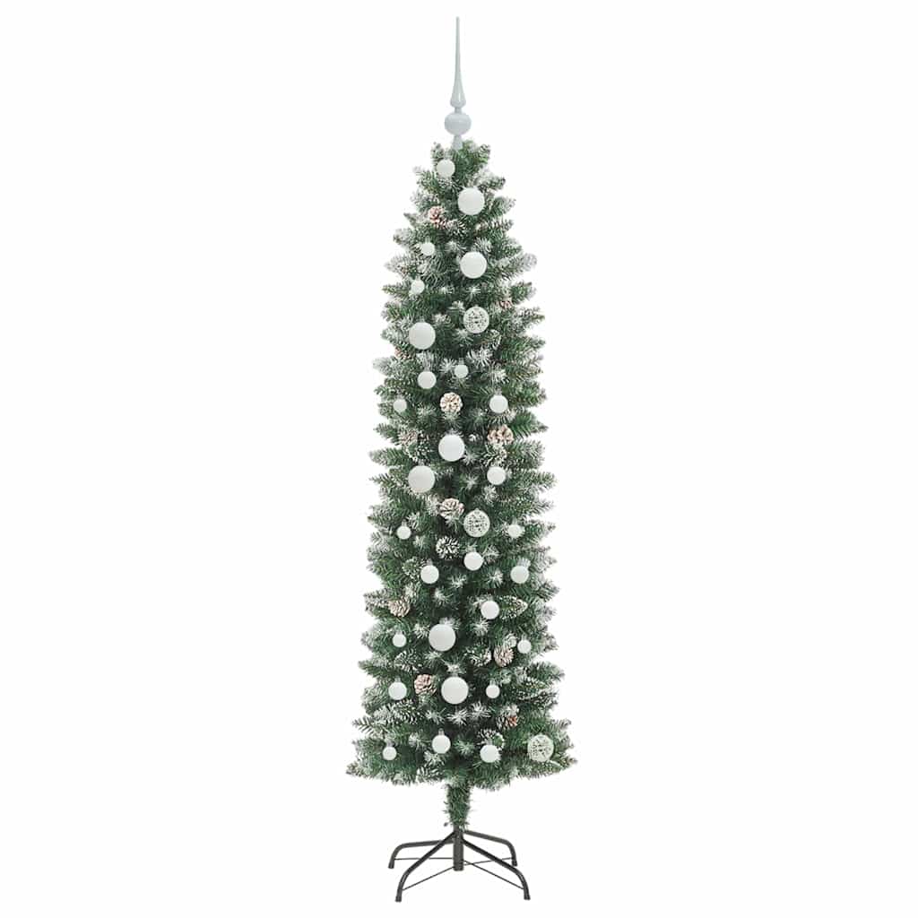 Umělý Štíhlý Vánoční Strom S Stojanem Zelená A Bílá 150 Cm