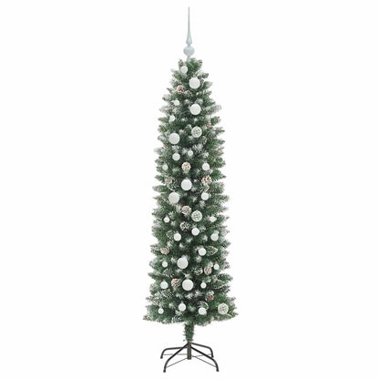 Umělý Štíhlý Vánoční Strom S Stojanem Zelená A Bílá 150 Cm