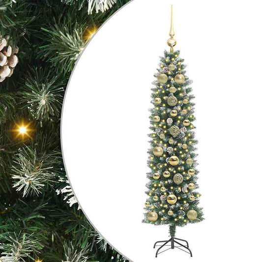 Umělý Štíhlý Vánoční Strom S Stojanem Zelená A Bílá 150 Cm