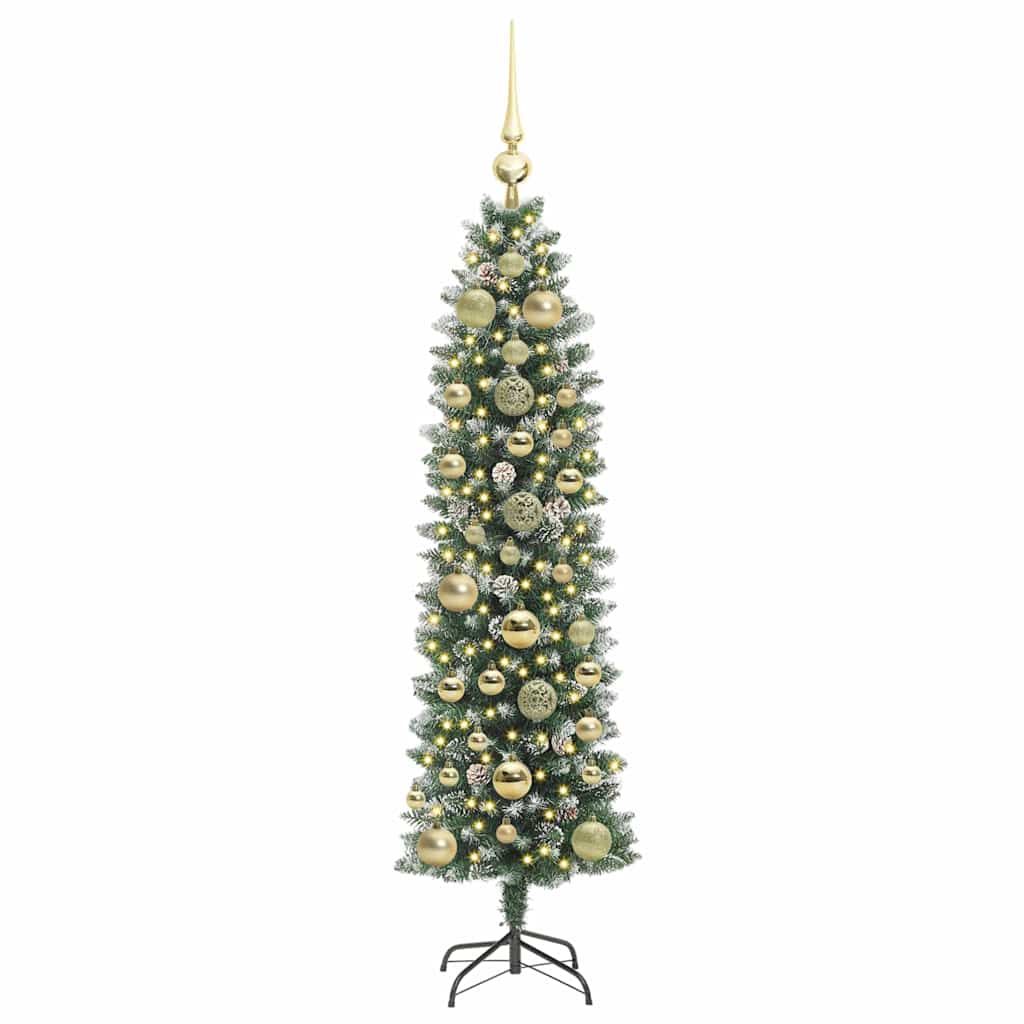 Umělý Štíhlý Vánoční Strom S Stojanem Zelená A Bílá 150 Cm