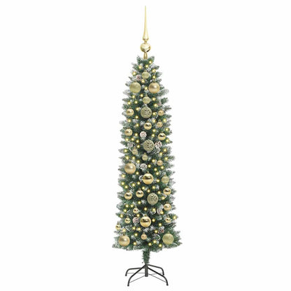 Umělý Štíhlý Vánoční Strom S Stojanem Zelená A Bílá 150 Cm