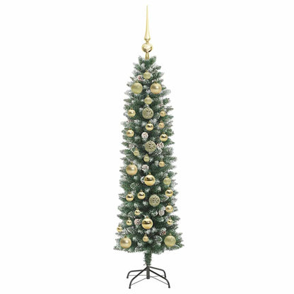 Umělý Štíhlý Vánoční Strom S Stojanem Zelená A Bílá 150 Cm