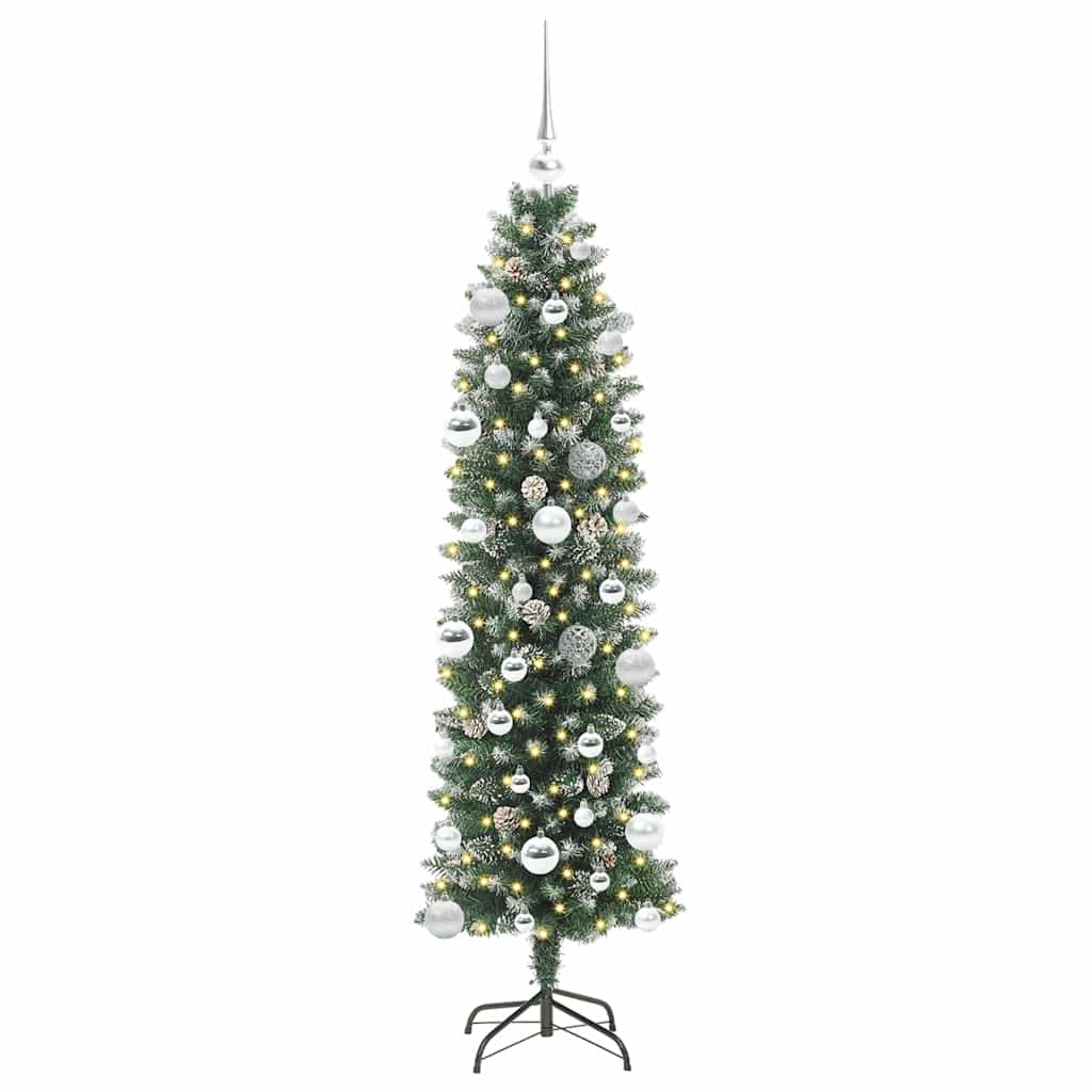 Umělý Štíhlý Vánoční Strom S Stojanem Zelená A Bílá 150 Cm