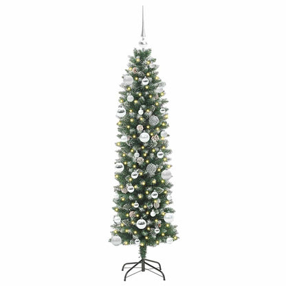 Umělý Štíhlý Vánoční Strom S Stojanem Zelená A Bílá 150 Cm