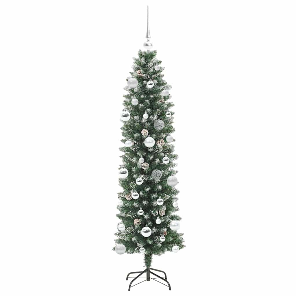 Umělý Štíhlý Vánoční Strom S Stojanem Zelená A Bílá 150 Cm