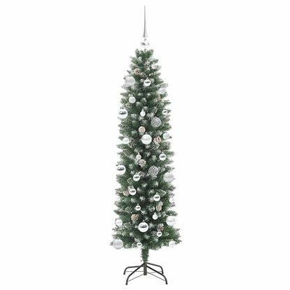 Umělý Štíhlý Vánoční Strom S Stojanem Zelená A Bílá 150 Cm