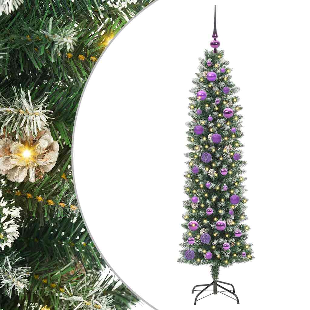 Umělý Štíhlý Vánoční Strom S Stojanem Zelená A Bílá 150 Cm