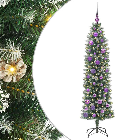 Umělý Štíhlý Vánoční Strom S Stojanem Zelená A Bílá 150 Cm