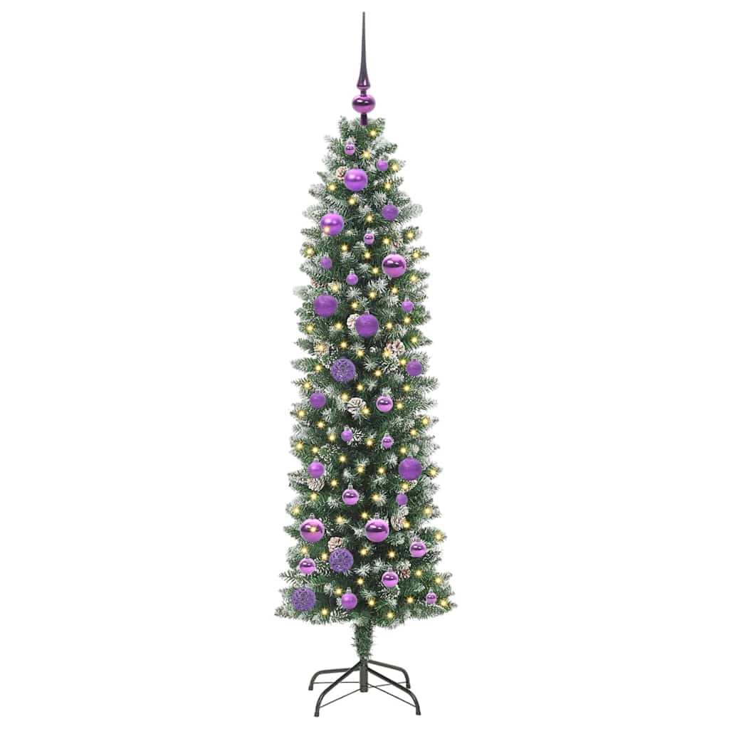 Umělý Štíhlý Vánoční Strom S Stojanem Zelená A Bílá 150 Cm