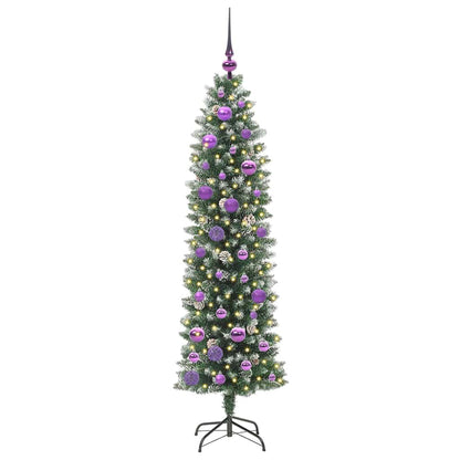 Umělý Štíhlý Vánoční Strom S Stojanem Zelená A Bílá 150 Cm
