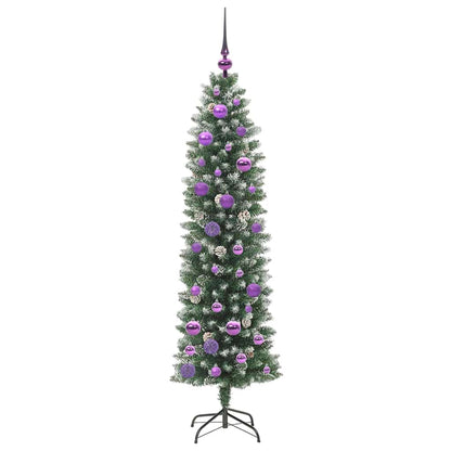 Umělý Štíhlý Vánoční Strom S Stojanem Zelená A Bílá 150 Cm