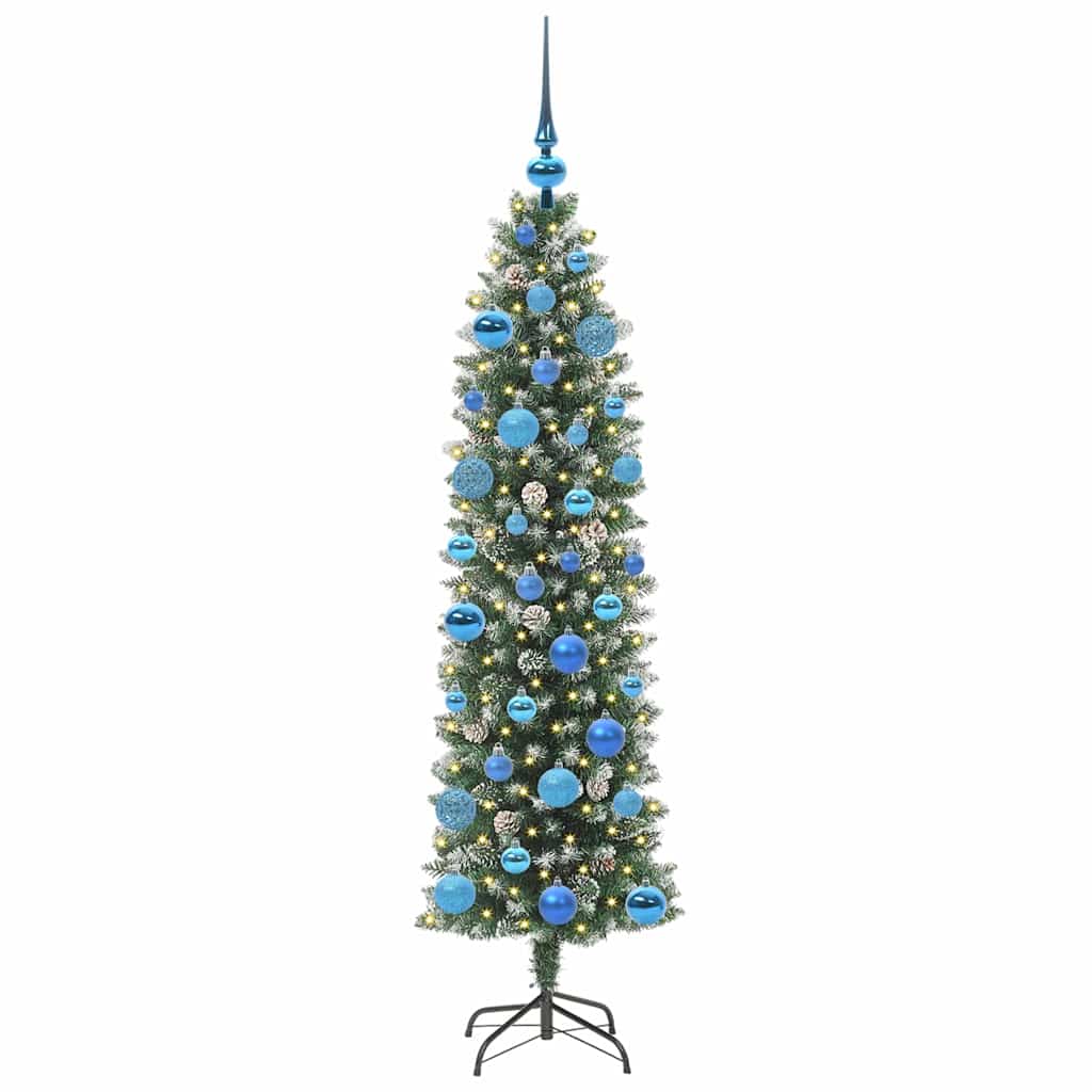 Umělý Štíhlý Vánoční Strom S Stojanem Zelená A Bílá 150 Cm
