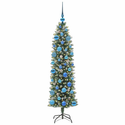 Umělý Štíhlý Vánoční Strom S Stojanem Zelená A Bílá 150 Cm