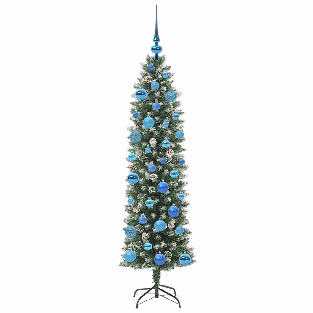 Umělý Štíhlý Vánoční Strom S Stojanem Zelená A Bílá 150 Cm