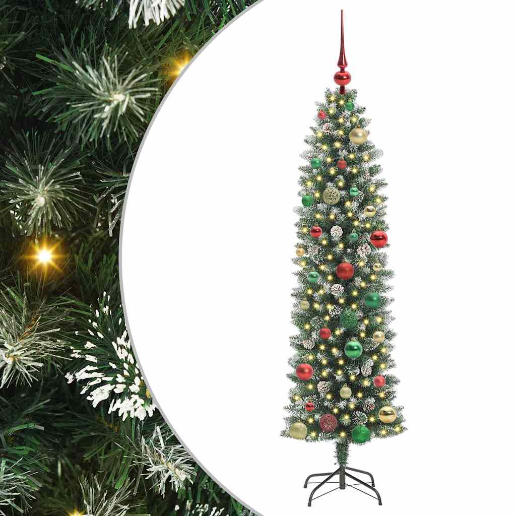 Umělý Štíhlý Vánoční Strom S Stojanem Zelená A Bílá 150 Cm
