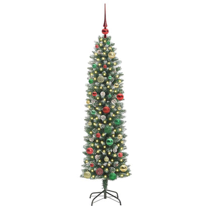 Umělý Štíhlý Vánoční Strom S Stojanem Zelená A Bílá 150 Cm