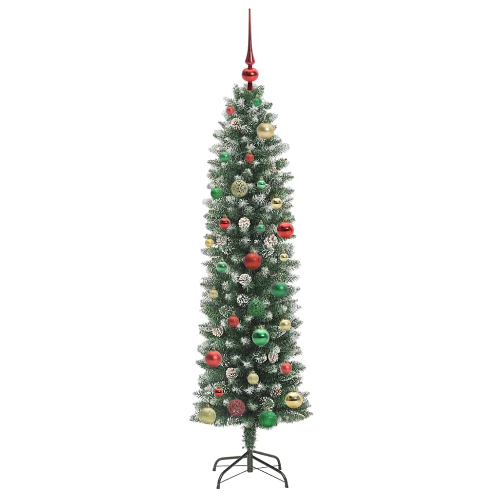 Umělý Štíhlý Vánoční Strom S Stojanem Zelená A Bílá 150 Cm