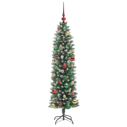 Umělý Štíhlý Vánoční Strom S Stojanem Zelená A Bílá 150 Cm
