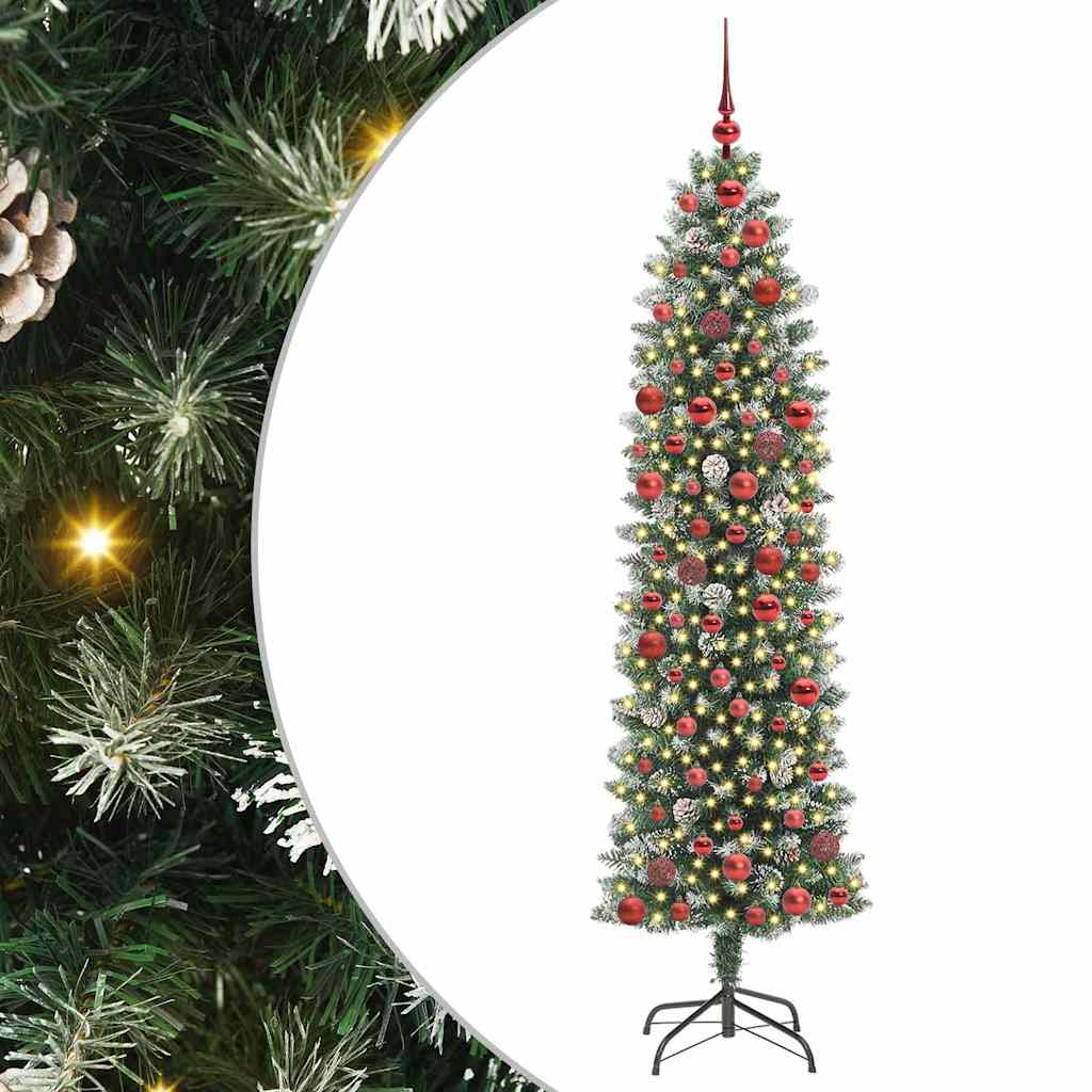 Umělý Štíhlý Vánoční Strom S Stojanem Zelená A Bílá 180 Cm