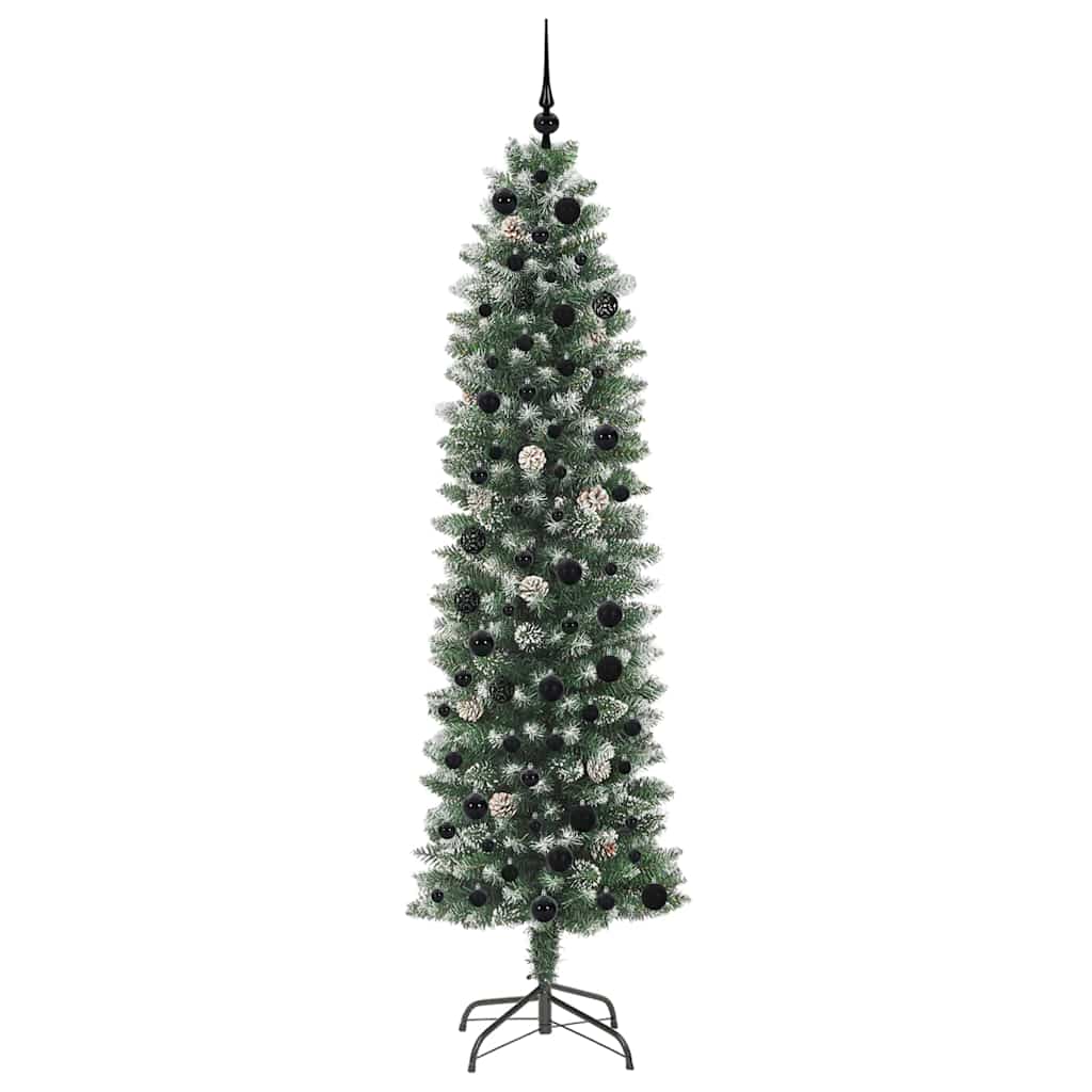 Umělý Štíhlý Vánoční Strom S Stojanem Zelená A Bílá 210 Cm