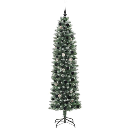 Umělý Štíhlý Vánoční Strom S Stojanem Zelená A Bílá 210 Cm