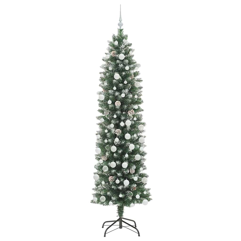 Umělý Štíhlý Vánoční Strom S Stojanem Zelená A Bílá 210 Cm