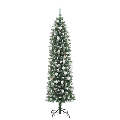 Umělý Štíhlý Vánoční Strom S Stojanem Zelená A Bílá 210 Cm