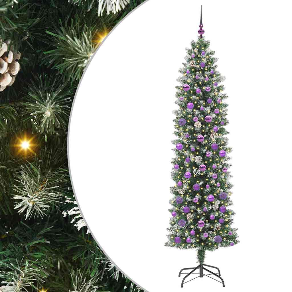 Umělý Štíhlý Vánoční Strom S Stojanem Zelená A Bílá 210 Cm