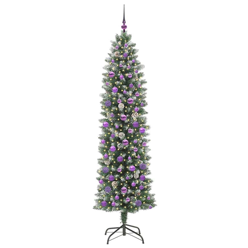 Umělý Štíhlý Vánoční Strom S Stojanem Zelená A Bílá 210 Cm