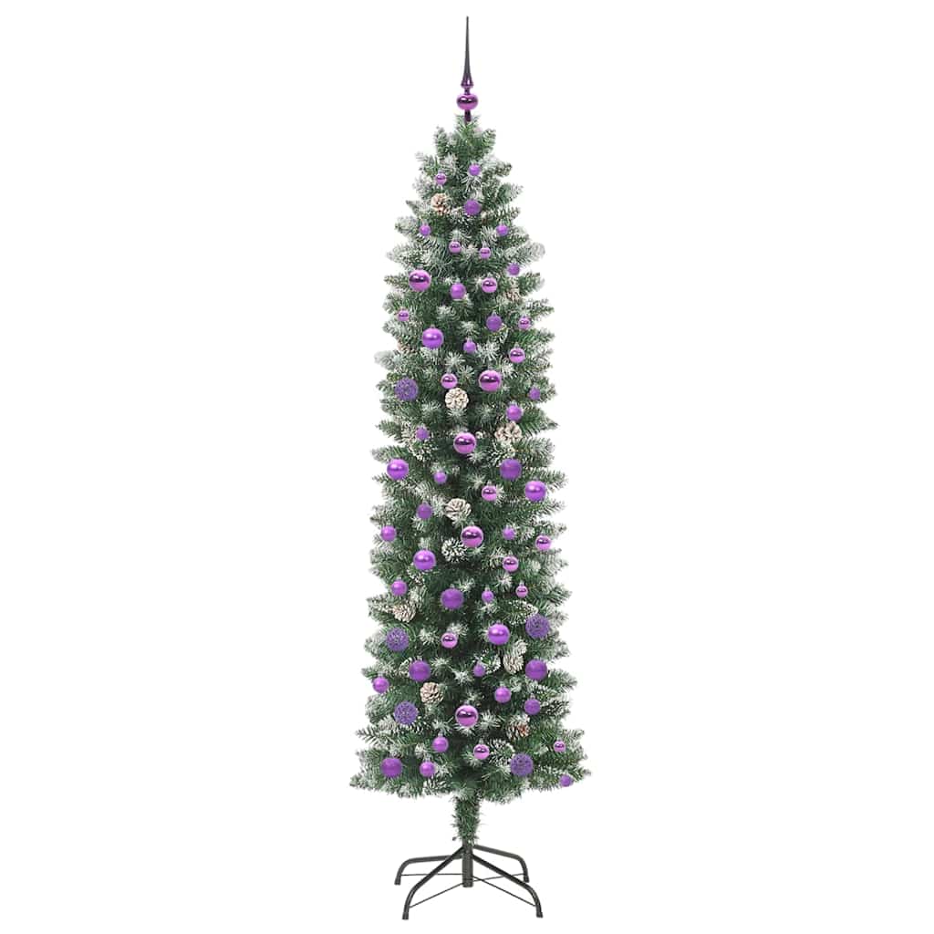 Umělý Štíhlý Vánoční Strom S Stojanem Zelená A Bílá 210 Cm
