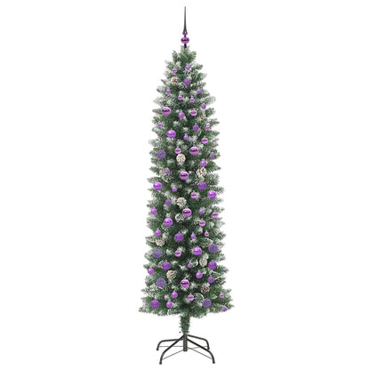 Umělý Štíhlý Vánoční Strom S Stojanem Zelená A Bílá 210 Cm
