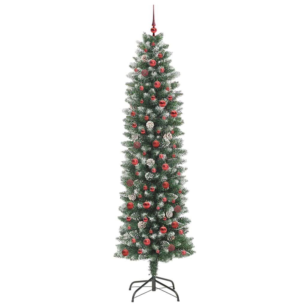 Umělý Štíhlý Vánoční Strom S Stojanem Zelená A Bílá 240 Cm