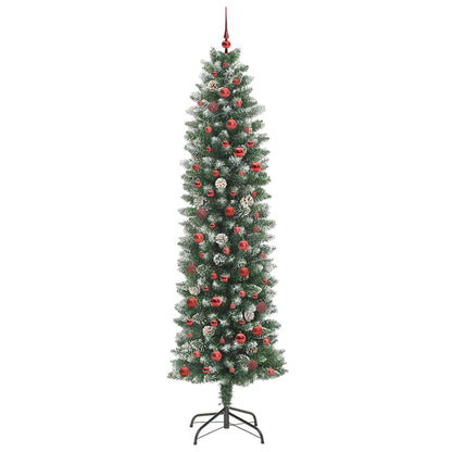 Umělý Štíhlý Vánoční Strom S Stojanem Zelená A Bílá 240 Cm