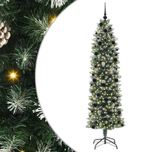 Umělý Štíhlý Vánoční Strom S Stojanem Zelená A Bílá 240 Cm
